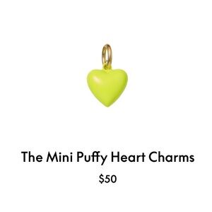 Roxanne Assoulin The Mini Puffy Heart Charm Charm in Chartreuse firm price